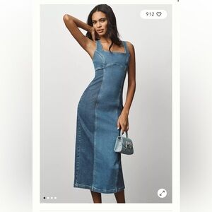 Pilcro Blue Denim Square Neck Summer Midi Dress XL